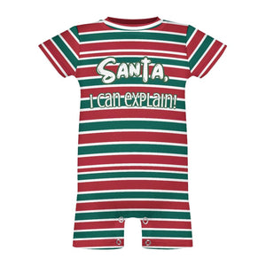 Adorable Christmas Funny Baby Onepiece Romper, Santa, I can Explain!, Short Sleeve (All-Over Printing), Holiday 3 to 24 months