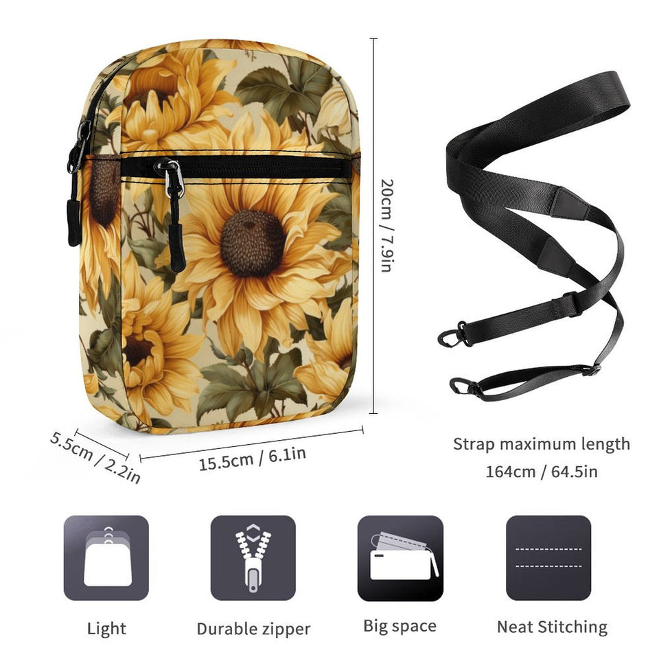 Sunflower pattern Small Messenger Bag  (All-Over Printing), Stylish Bag