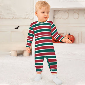 Christmas Baby One piece, Red and Green Stripes 180gsm Baby Romper QLR (All-Over Printing)