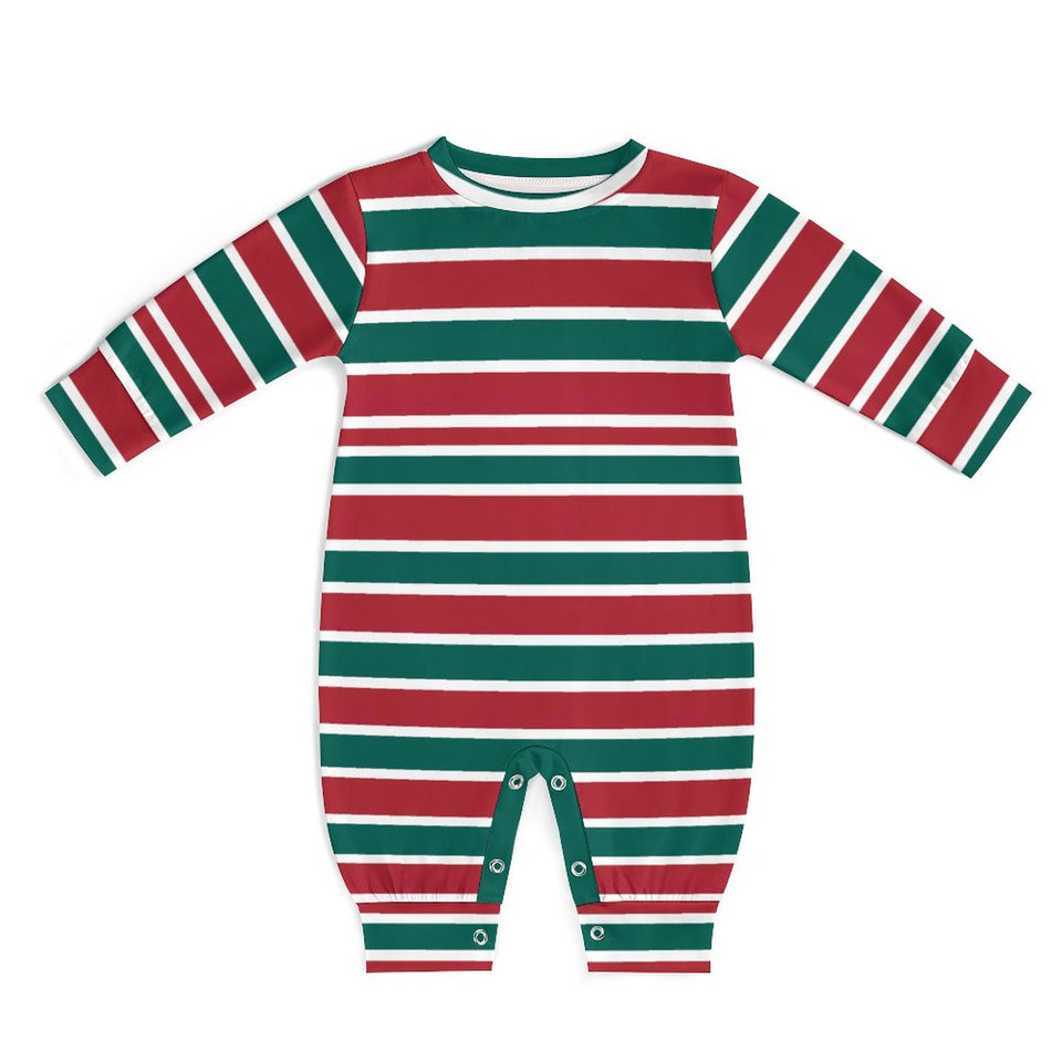 Christmas Baby One piece, Red and Green Stripes 180gsm Baby Romper QLR (All-Over Printing)