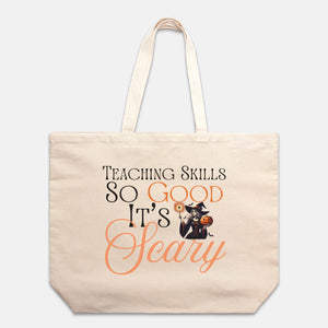 Teacher Canvas Tote, Halloween Gift for Teacher Appreciation Oversized Tote