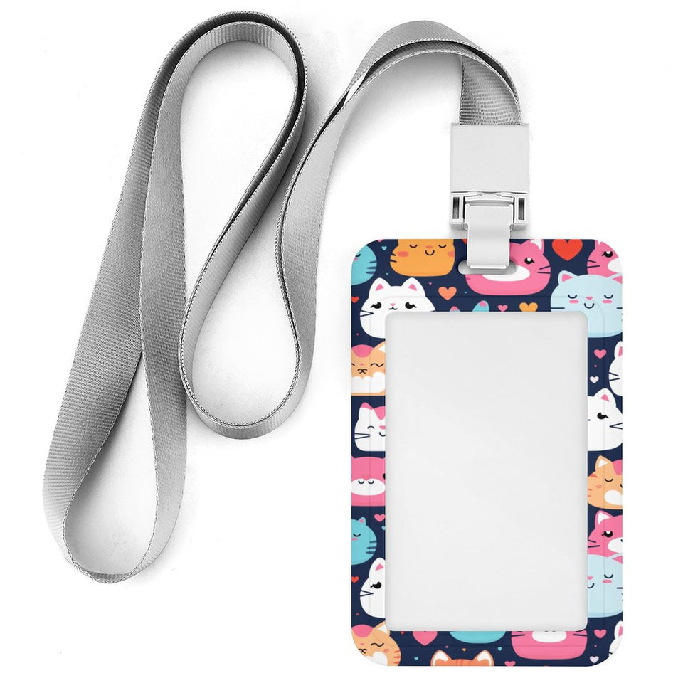 Cartoon Cats Vertical ID Badge Holder