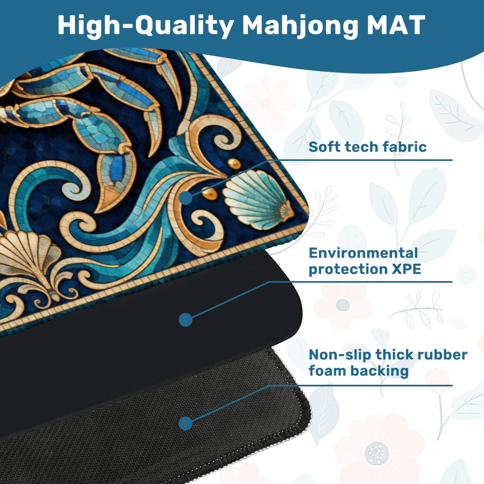 Blue crab coastal mosaic Mahjong mat 31.5 inch with storage bag – view 4