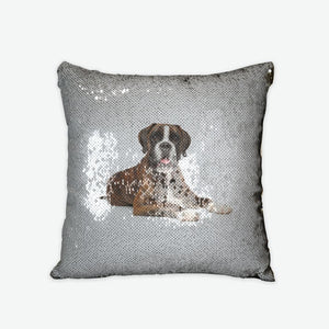 Custom Pet Portrait Sequin Reversible Pillow Case, Choice of Color, Dorm Gift, Pet Lover Gift