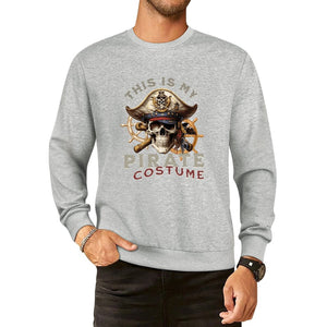 This is my Pirate Costume, Cotton Men's Sweatshirt (Front Printing), Long Sleeve Lazy Halloween Costume