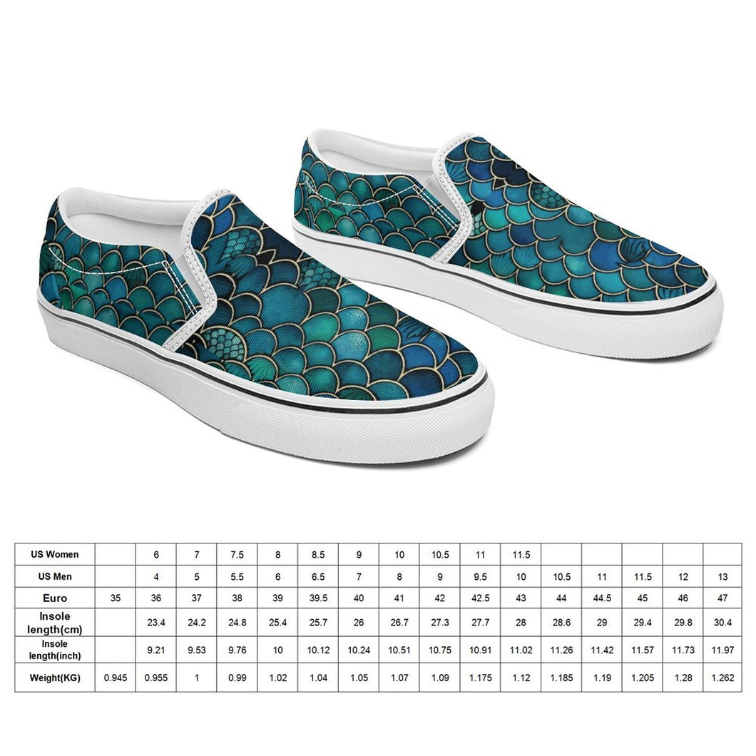 Mermaid Scale Printed Slip-on Canvas Shoes  for Teenagers and Adults