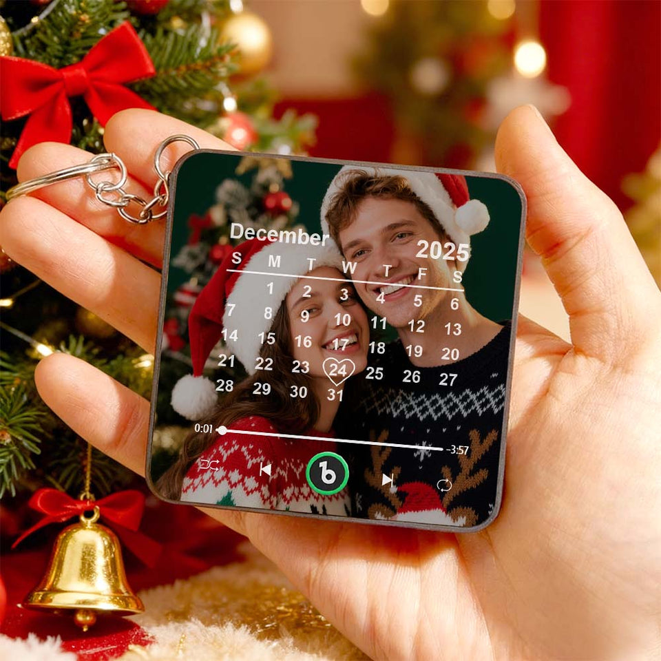 FridgeBeats Custom Photo Calendar Music Keychain Music Box Bag Charm That Plays Music Without Cell Phone Best Gifts for Her