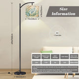 Coastal arc floor lamp with blue heron egret and beach grass print shade – view 2