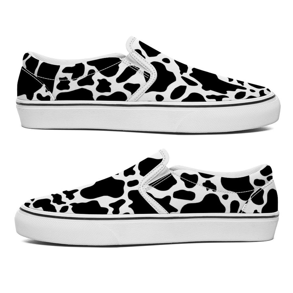 Cow Print Pattern, Black and White Printed Slip-on Canvas Shoes, Perfect Gift for Cow lover, Comfortable Slip on Shoe GIft