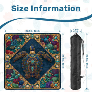 Mosaic Sea Turtle Mini Mahjong Mat 20.9" x 20.9" | Coastal Boho Game Table Pad | Ships Rolled | 2mm or 3mm | AdorableDesignsz