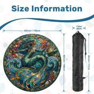 Mermaid Mosaic Round Mahjong Mat | 42" Coastal Boho Game Table Pad | 2mm or 3mm | AdorableDesignsz
