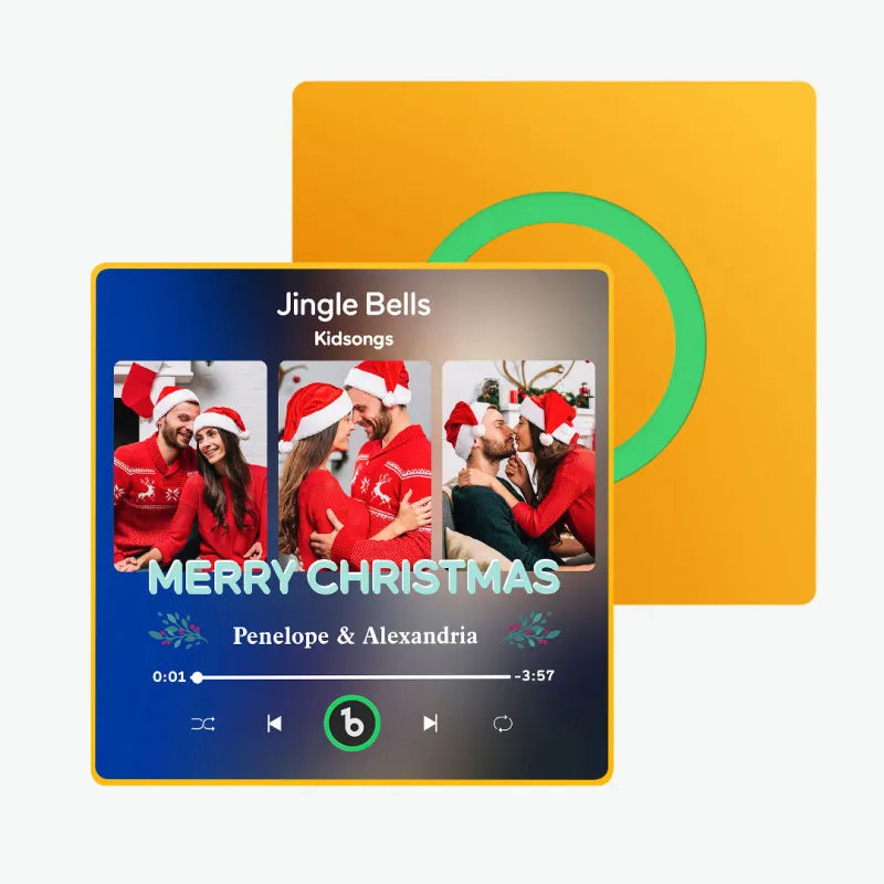 Custom FridgeBeats 3-Photo Music Fridge Magnet • Bluetooth Personalized Magnet Gift • Custom Song Photo Frame • Christmas & Anniversary Gift 2025