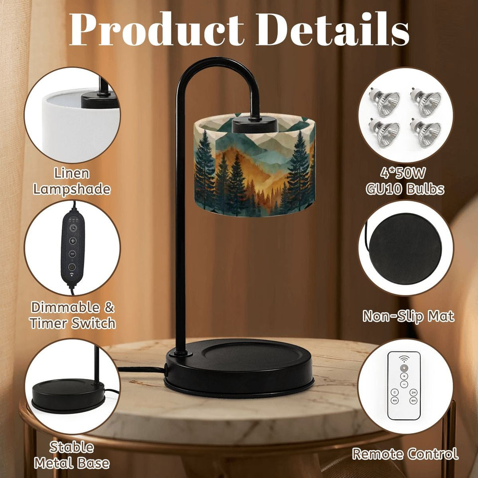 Mountain Forest Candle Warmer Lamp, Woodland Landscape, Rustic Cabin Decor, Flameless Candle Heater