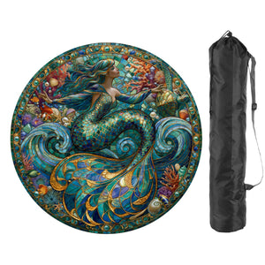 Mermaid Mosaic Round Mahjong Mat | 42" Coastal Boho Game Table Pad | 2mm or 3mm | AdorableDesignsz