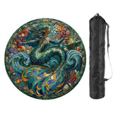 Mermaid Mosaic Round Mahjong Mat | 42" Coastal Boho Game Table Pad | 2mm or 3mm | AdorableDesignsz - AdorableDesignsz 
