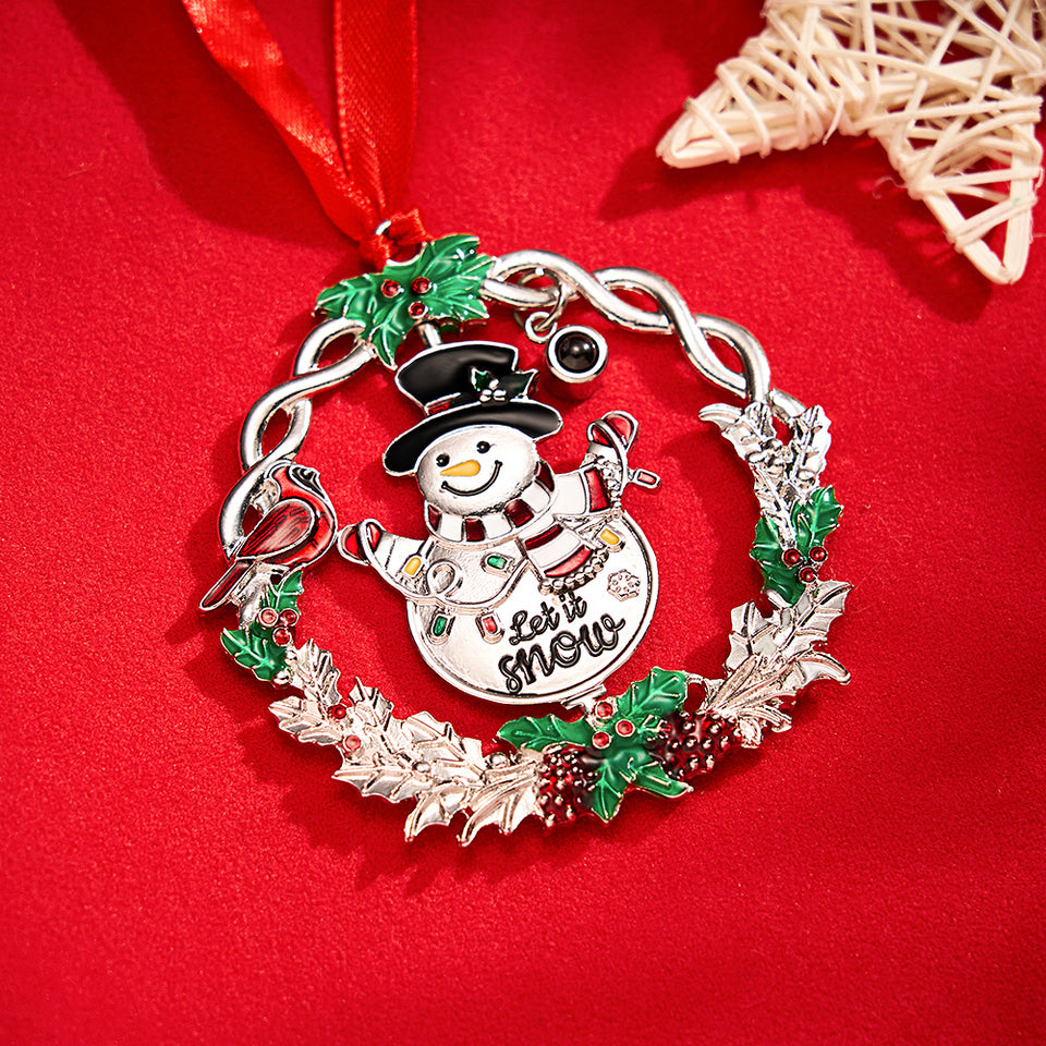 Personalized Photo Snowman Projection Ornament – 2025 Christmas Tree Hanging Decoration