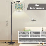 Blue coastal chinoiserie arc floor lamp with heron, coral and starfish print shade – view 2