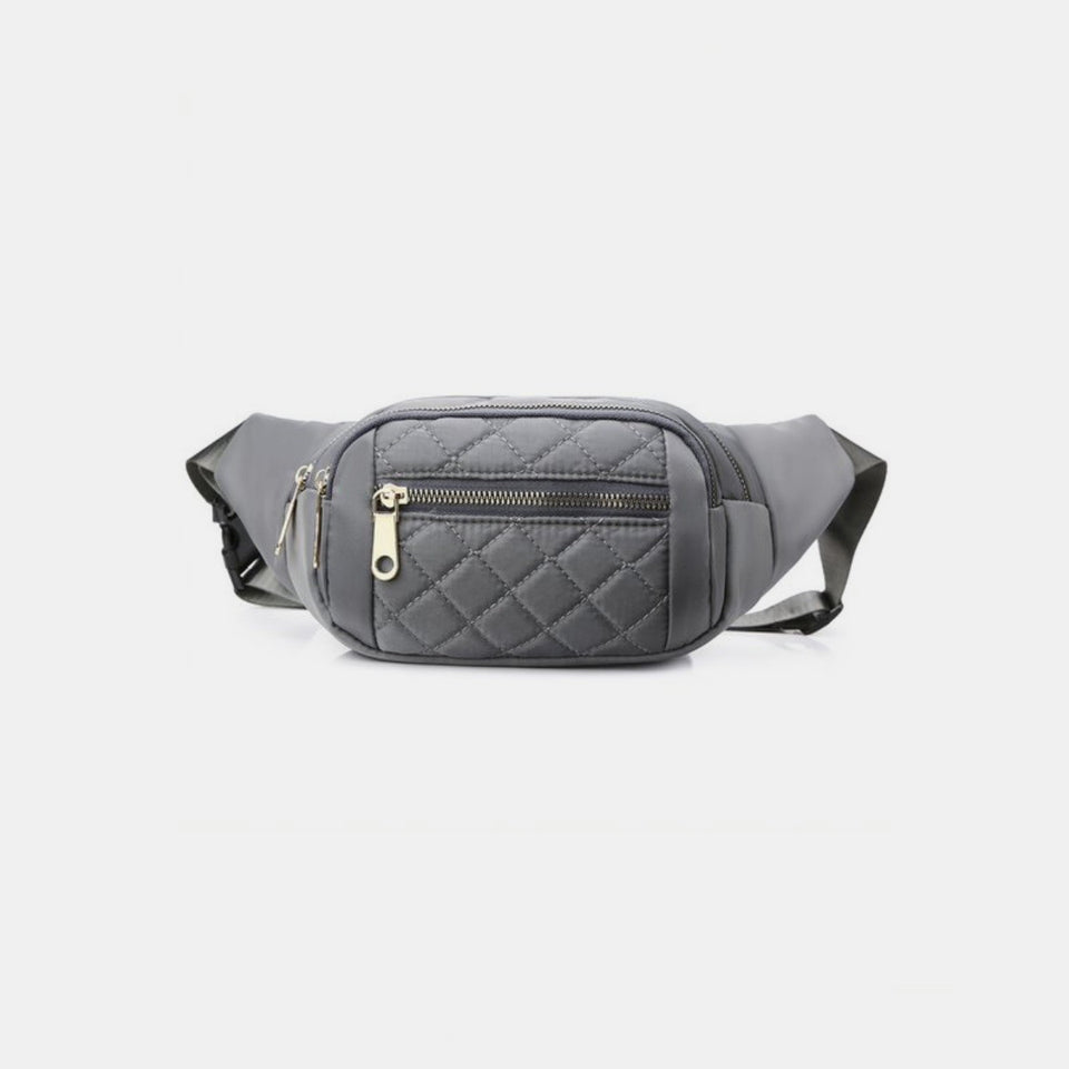 Zenana Quilted Multi Pocket Waist Belt Bag