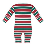 Christmas Baby One piece, Red and Green Stripes 180gsm Baby Romper QLR (All-Over Printing)