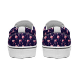 Pink Flamingo Pattern on Dark Blue Printed Slip-on Canvas Shoes  for Teenagers and Adults, Trendy slip on shoe gift