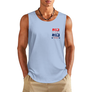 2024 Trump Tank Top, Run Spot Run, Funny Satire Political Tank Republican Shirt for him DTF  Men's Cotton Tank Top BX (Dual-sided Printing)