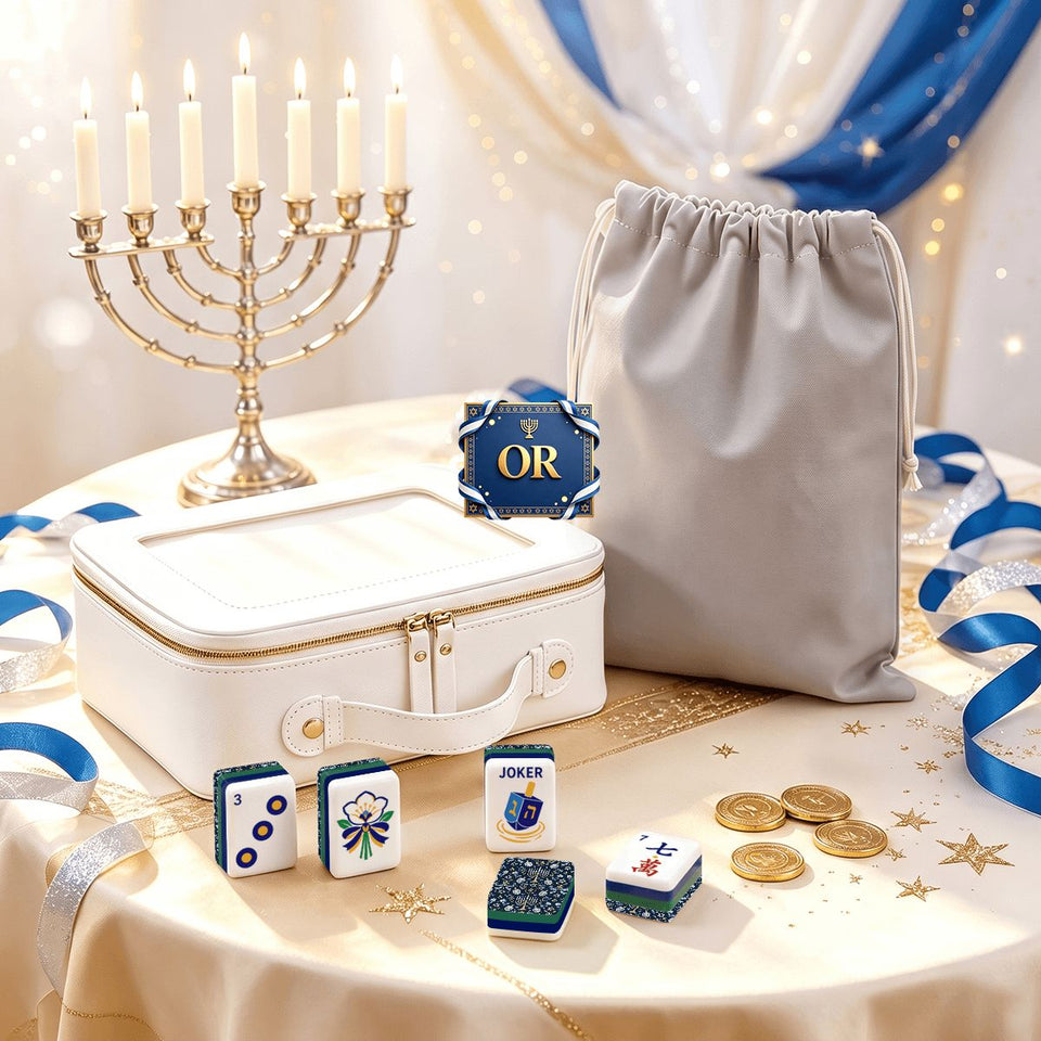 Heritage Hanukkah American Mahjong tile set with menorah and dreidel joker tiles – view 5
