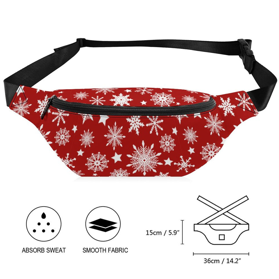 Holiday Snowflakes, Christmas Custom Fanny Packs, Gift Idea, Adorable Handsfree bag