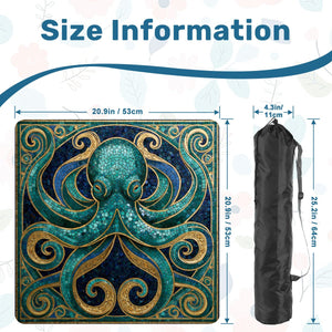 Mosaic Octopus Mini Mahjong Mat 20.9" x 20.9" | Coastal Boho Game Table Pad | Ships Rolled | 2mm or 3mm | AdorableDesignsz