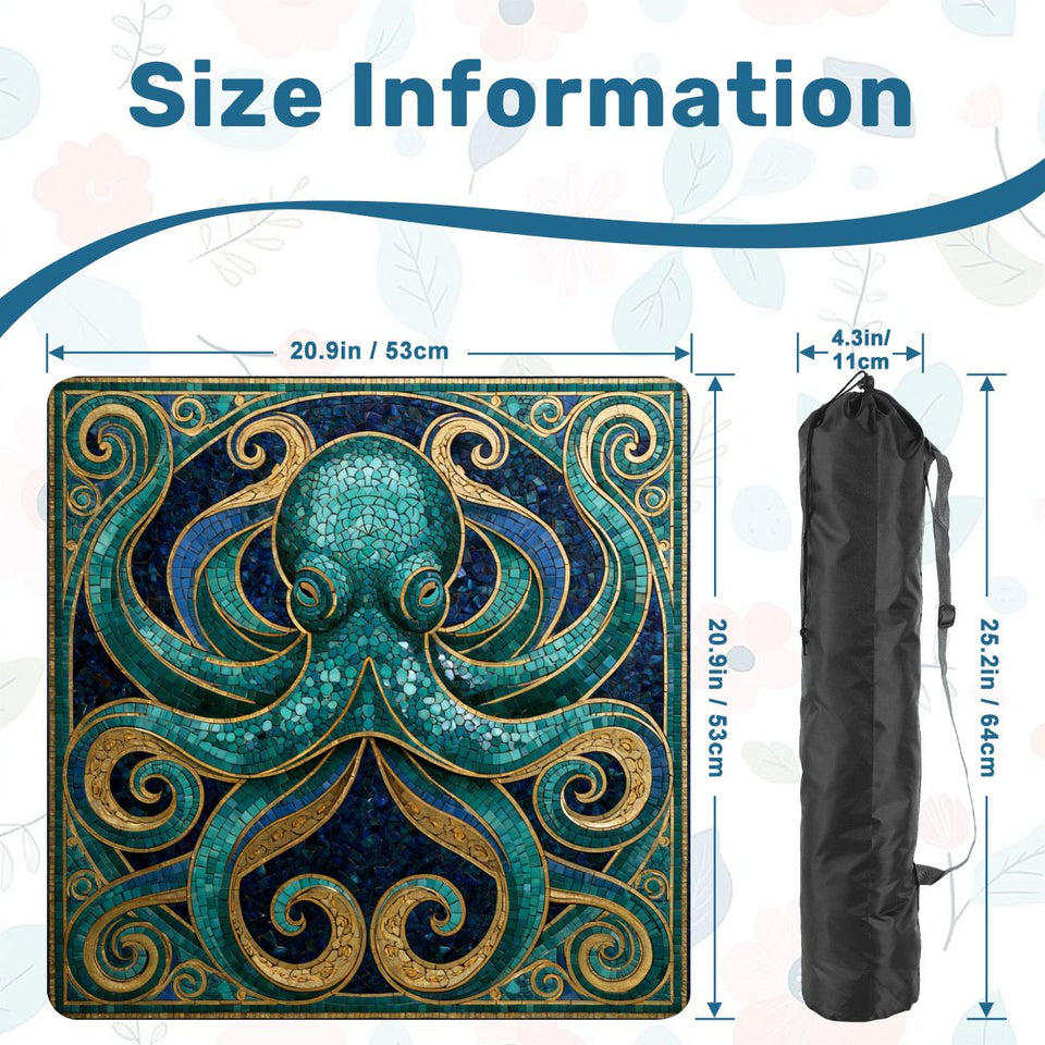 Mosaic Octopus Mini Mahjong Mat 20.9" x 20.9" | Coastal Boho Game Table Pad | Ships Rolled | 2mm or 3mm | AdorableDesignsz - AdorableDesignsz 