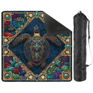Mosaic Sea Turtle Mini Mahjong Mat 20.9" x 20.9" | Coastal Boho Game Table Pad | Ships Rolled | 2mm or 3mm | AdorableDesignsz