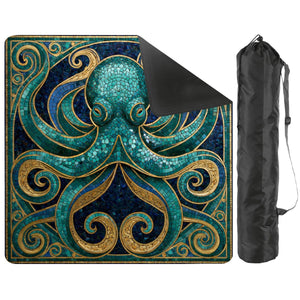 Mosaic Octopus Mini Mahjong Mat 20.9" x 20.9" | Coastal Boho Game Table Pad | Ships Rolled | 2mm or 3mm | AdorableDesignsz