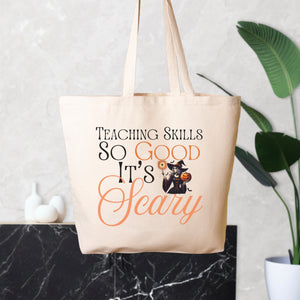 Teacher Canvas Tote, Halloween Gift for Teacher Appreciation Oversized Tote