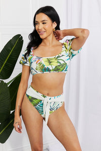 Marina West Swim Vacay Ready Puff Sleeve Bikini in Floral - AdorableDesignsz 