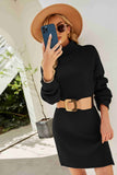 Double Take Rib-Knit Turtleneck Drop Shoulder Sweater Dress