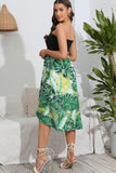 Botanical Print Strapless Tulip Hem Dress