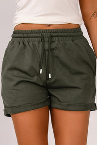 Drawstring Waist Cuffed Shorts - AdorableDesignsz 