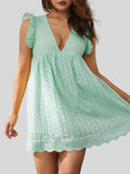 Flirty & Feminine: Ruffled Eyelet Cap Sleeve Mini Dress