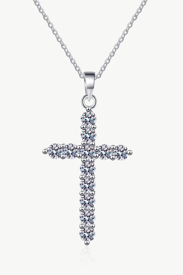 Moissanite Cross Pendant Chain Necklace - AdorableDesignsz 