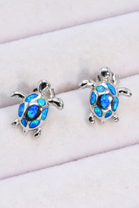 Opal Turtle Platinum-Plated Stud Earrings - AdorableDesignsz 