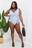 Marina West Swim Full Size Float On Ruffle Faux Wrap One-Piece in Blossom Blue - AdorableDesignsz 