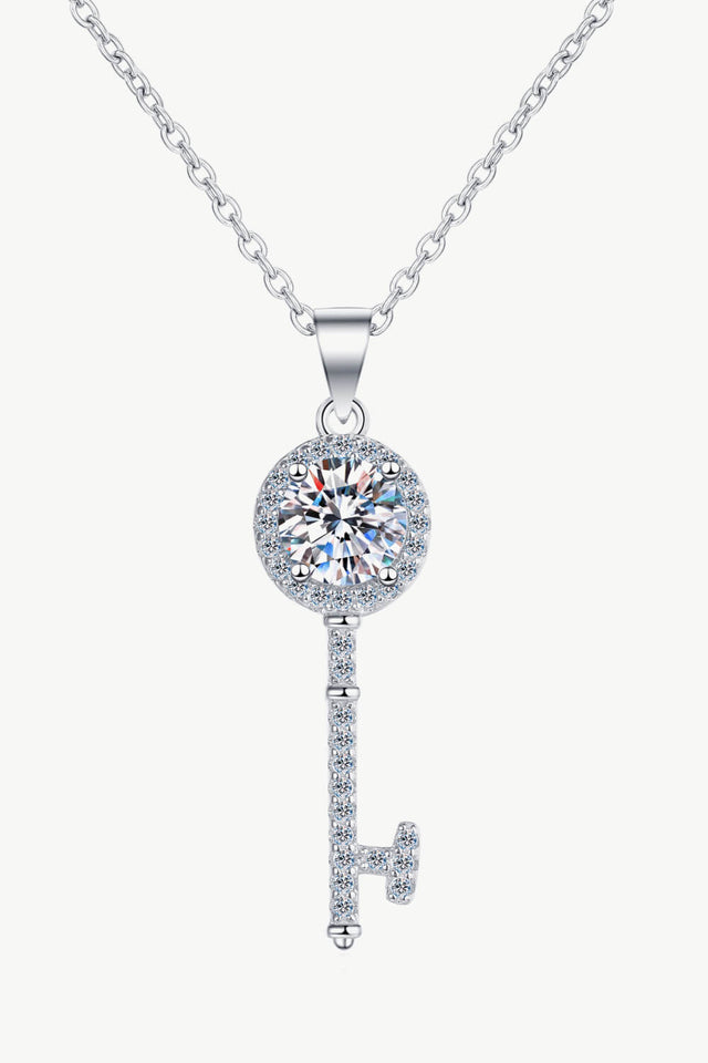 Moissanite Key Pendant Necklace - AdorableDesignsz 