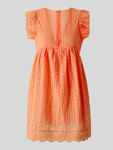 Flirty & Feminine: Ruffled Eyelet Cap Sleeve Mini Dress