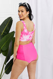 Marina West Swim Sanibel Crop Swim Top and Ruched Bottoms Set in Pink - AdorableDesignsz 