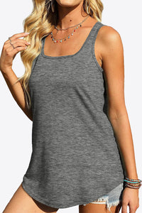 Curved Hem Square Neck Tank