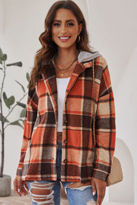 Button Up Plaid Hooded Jacket