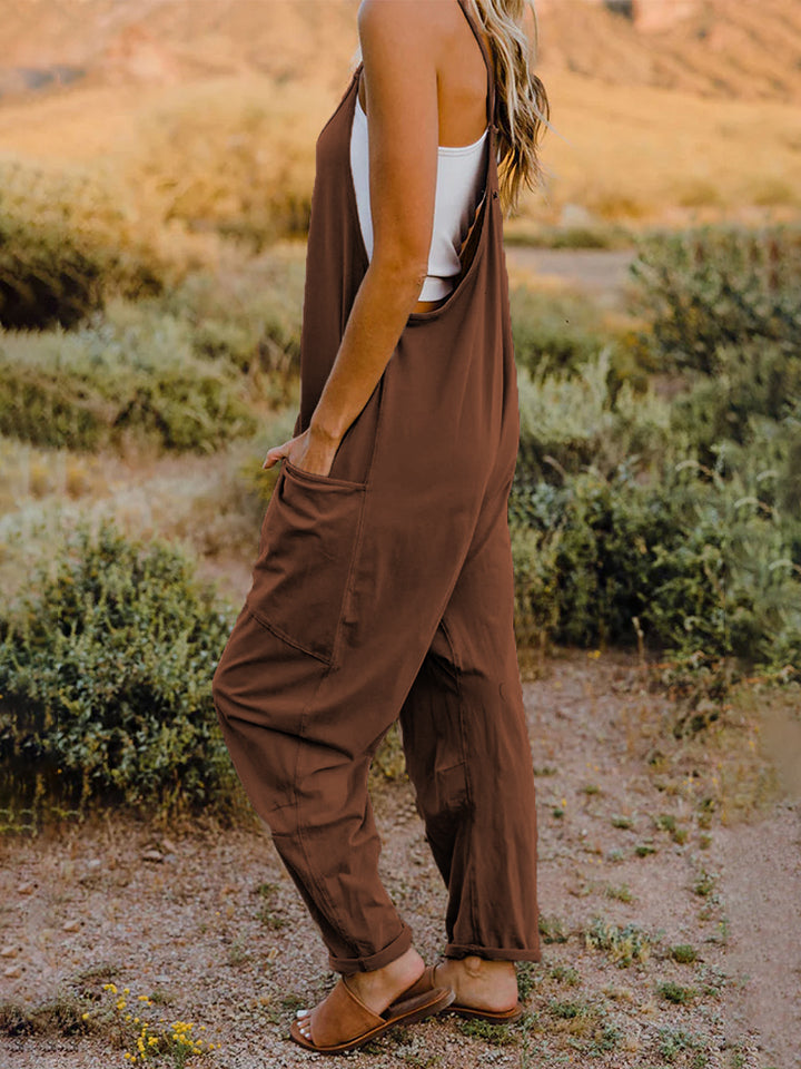 Pocketed Panache: Double Take Sleeveless V-Neck Jumpsuit