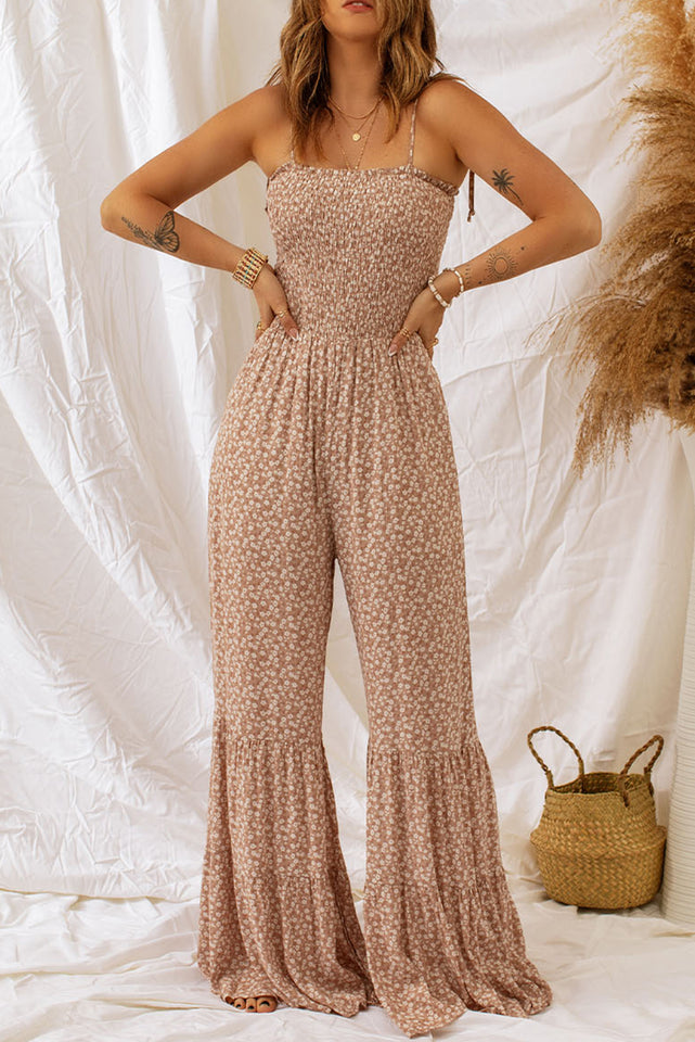 Blooms & Beauty: Floral Spaghetti Strap Wide Leg Jumpsuit