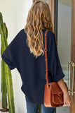 V-Neck Roll-Tab Sleeve Blouse - AdorableDesignsz 