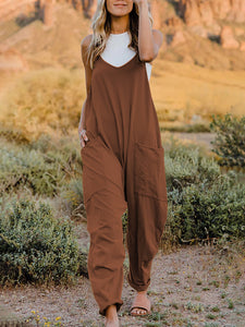 Pocketed Panache: Double Take Sleeveless V-Neck Jumpsuit