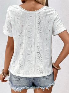 Eyelet Short Sleeve Double-Sided Shirt